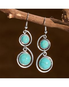 Buddha Stones Turquoise Beads Balance Long Drop Earrings - Turquoise(Purification ♥ Serenity)