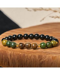 Buddha Stones Turquoise Tiger Eye Beads Glass Balance Serenity Bracelet - Turquoise & Tiger Eye(Wrist Circumference: 15-17cm)