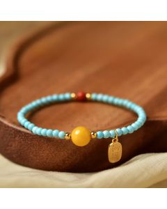 Buddha Stones Turquoise Fu Character Luck Handcrafted Beaded Bracelet - Turquoise(Purification ♥ Serenity)