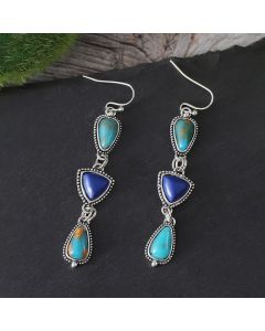 Buddha Stones Turquoise Geometric Bohemian Protection Drop Earrings - Turquoise(Purification ♥ Serenity)