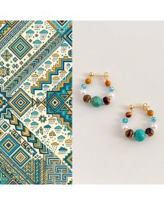 Buddha Stones Turquoise Tiger Eye Pearl Handmade Protection Earrings - Turquoise(Copper Plated With 925 Sterling Silver Posts)