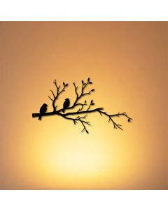 Buddha Stones Two Birds Branch Silhouette Iron Meaningful Symbols Wall Art - Approx. 25cm x 13.88cm x 0.1cm / 9.84in x 5.46in x 0.04in