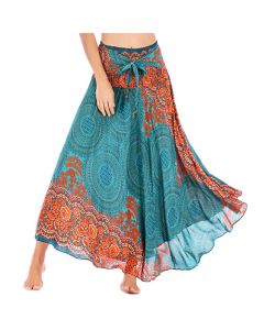Buddha Stones Two Style Wear Bohemian Compass Rose Flower Lace-up Skirt Dress - MistyRose / US4-12，UK/AU8-16，EU36-44 (F)