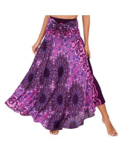 Buddha Stones Two Style Wear Bohemian Mandala Flower Water Drop Lace-up Skirt Dress - DodgerBlue / US4-12，UK/AU8-16，EU36-44 (F)