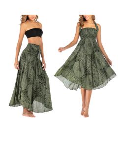Buddha Stones Two Style Wear Boho Compass Rose Flower Skirt Dress - DarkSalmon / US4-12，UK/AU8-16，EU36-44 (F)