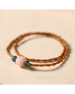 Buddha Stones Ultra-fine Olive Pit Lotus Inner Strength Double Circle Bracelet - Olive Pit(Wrist Circumference:14-15cm)