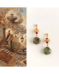 Buddha Stones Unakite Chalcedony Balance Teardrop Drop Earrings - Unakite(Copper Plated With 925 Sterling Silver Posts)