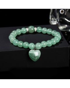 Buddha Stones Various Crystal Green Aventurine Love Heart Balance Bracelet - Unakite(Wrist Circumference: 14-16cm) / 10mm