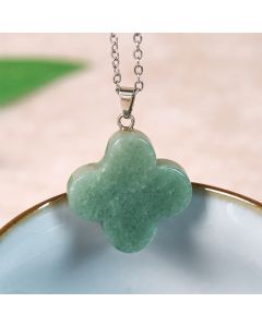 Buddha Stones Various Crystal Green Aventurine Black Obsidian Tiger Eye Plum Blossom Luck Necklace Pendant - Red Jasper(Natural – Slight Irregularities)