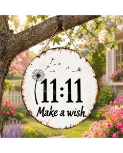 Buddha Stones Vintage 11:11 Make A Wish Angel Number Round Metal Iron Meaningful Symbols Wall Art - Approx. 20cm x 20cm x 0.1cm / 7.87in x 7.87in x 0.04in