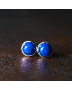 Buddha Stones Vintage 925 Sterling Silver Lazurite Lapis Lazuli Balance Earrings - Lazurite(Earring Size: 7mm)