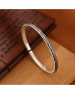 Buddha Stones Vintage 999 Sterling Silver Auspicious Clouds Design Luck Bracelet Bangle - 999 Sterling Silver