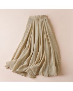 Buddha Stones Vintage Casual Pure Color High Waist Women's Skirt - MediumOrchid / US4-6，UK/AU8-10，EU36-38 (F)