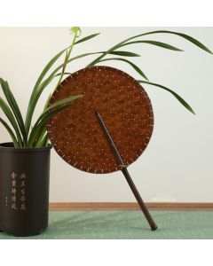 Buddha Stones Vintage Chinese Style Handmade Round Octagonal Shaped Bamboo Long Handle Fan - Octagonal 25*25*41cm