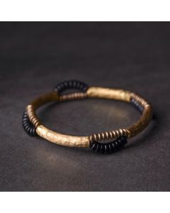 Buddha Stones Vintage Ebony Wood Copper Luck Wealth Handmade Bracelet - 15-15.6cm
