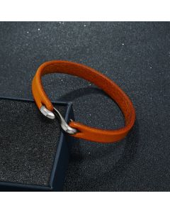 Buddha Stones Vintage Leather Plain Strength Buckle Bracelet - Black / 18-20cm