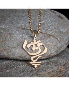 Buddha Stones Vintage OM Symbol geometry Design Stainless Steel Connection Necklace Pendant - Black