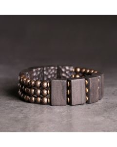 Buddha Stones Vintage Peace Ebony Wood Copper Beads Balance Bracelet - 17-17.6cm