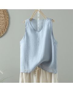 Buddha Stones Vintage Pure Color V-Neck Sleeveless Women's Vest Waistcoat - Black / US8-10，UK/AU12-14，EU40-42 (2XL)