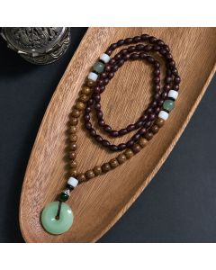 Buddha Stones Wenge Wood Peace Buckle Balance Tranquility Pendant Necklace - Wenge Wood & Peace Buckle