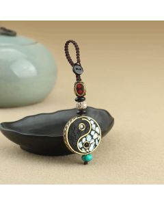 Buddha Stones Wenge Wood Yin Yang Pendant Harmony Keychains - Yin Yang(Balance ♥ Harmony)