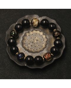 Buddha Stones Western Soapberry Incense Ash Liuli Glass Bead Wealth Bracelet - Western Soapberry&Liuli Glass