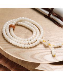 Buddha Stones White Bodhi Seed Cat Purity Hand-Polished Prayer Mala - 10mm / White Bodhi Seed (Purity ♥ Clarity)