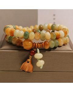 Buddha Stones White Bodhi Seed Lotus Purity Double Wrap Bracelet - Double Wrap(Wrist Circumference: 5.5–5.9 in (14–15 cm)
