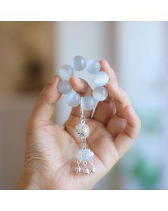 Buddha Stones White Cat's Eye Bell Ruyi Luck Tactile Meditation Beads Decorations - White Cat's Eye( Luck ♥ Positive)