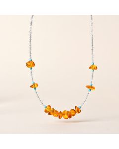 Buddha Stones White Crystal Bead Irregular Amber Clarity Necklace Pendant - White Crystal & Amber