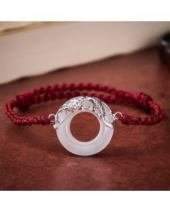 Buddha Stones White Jade Koi Fish Wealth Red String Bracelet - White Jade(Protection ♥ Happiness)