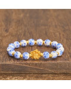 Buddha Stones White Porcelain Lotus Enlightenment Round Bead Bracelet - Lotus(Enlightenment ♥ New beginning)