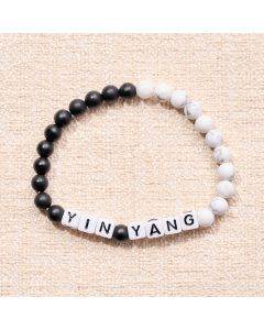 Buddha Stones White Turquoise Frosted Stone YIN YANG Letters Beads Blessing Bracelet