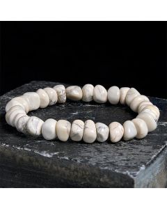 Buddha Stones White Turquoise Irregular Blocks Courage Bracelet - 17-17.5cm