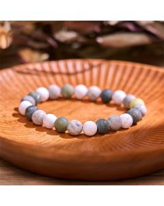 Buddha Stones White Turquoise Picasso Jasper Green Calcite Blessing Bracelet - White Turquoise Picasso Jasper / 12mm(Wrist Circumference: 14-16cm)