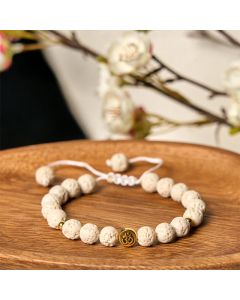 Buddha Stones White Lava Rock Om Symbol Healing Calm Bracelet - White Lava Rock(Wrist Circumference: 15-21cm)