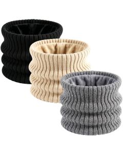 Buddha Stones Winter Ribbed Knit Fleece Lined Neck Gaiter Men's Scarf - DarkGray