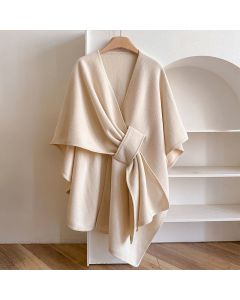 Buddha Stones Winter Solid Color Warm Cozy Split Scarf Shawl - Gray / 160*110cm