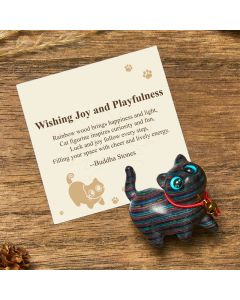 Buddha Stones "Wishing Joy and Playfulness"Colored Sandalwood Cat Decor Includes Gift Message Card - Cat / Deluxe Gift Bag (+$9.59)
