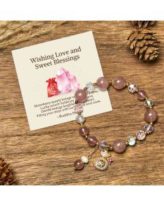 Buddha Stones "Wishing Love and Sweet Blessings"Strawberry Quartz Bracelet Includes Gift Message Card - Strawberry Quartz(Love♥Healing) / Deluxe Gift Bag (+$9.59)