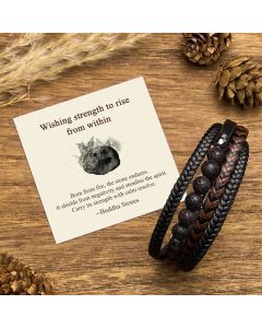 Buddha Stones "Wishing Strength to Rise from Within" Lava Rock Bracelet Includes Gift Message Card - Lava Rock / 18-22cm / Deluxe Gift Bag (+$9.59)