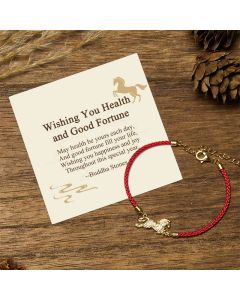 Buddha Stones "Wishing You Health and Good Fortune" Year of the Horse Includes Gift Message Card - Horse(Wrist Circumference 14-18cm) / Deluxe Gift Bag (+$9.59)