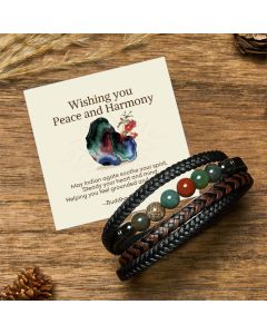Buddha Stones "Wishing You Peace and Harmony" Indian Agate Bracelet Includes Gift Message Card - Indian Agate / 18-22cm / Deluxe Gift Bag (+$9.59)