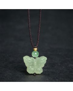 Buddha Stones Xiuyan Jade Butterfly Transformation Hand Carved Pendant Necklace - Natural Xiuyan Jade(Color May Vary)