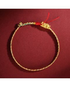 Buddha Stones Year of the Dragon Handmade Colorful Dragon Carved Success Braided Bracelet - 19cm