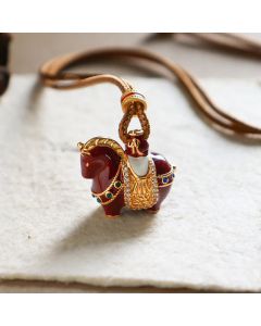 Buddha Stones Year Of The Horse Copper Balance Necklace Pendants - Enamel Saddle Horse