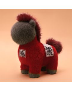 Buddha Stones Year Of The Horse Embroidered Saddle Pad Plush Doll Home Decoration - Grey / 55*52*55cm