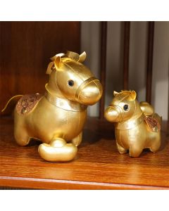 Buddha Stones Year Of The Horse Gold Ingot Cute Pony Doll Prosperity Home Decoration - Horse Without Ingot / 25cm(Measured from ear to foot)