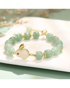 Buddha Stones Year of the Rabbit Natural Green Aventurine Luck Bead Bracelet - Rabbit Chain Bracelet
