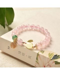 Year of the Rabbit Natural Pink Crystal Green Agate Bunny Love Happiness Bracelet - Pink Crystal(Soothing♥Warmth)